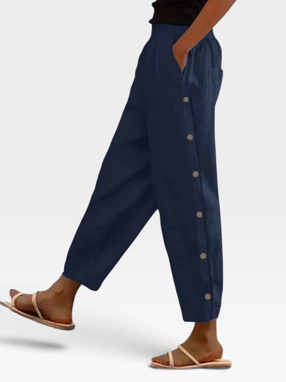 EMERY ROSE Navy Button Side Pant